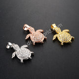 CZ Cubic Zirconia little turtle Pendant WX092