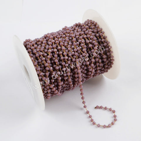 5m/lot,3mm Purple Glass Beads Chains  JT174