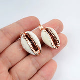 Silver Plated Natural Cowrie Shell Pendant Bead G1522