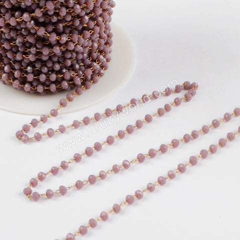 5m/lot,3mm Purple Glass Beads Chains  JT174