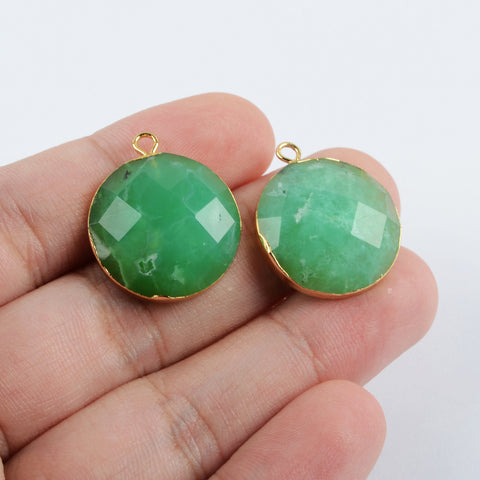 Gold Plated Round Austrlian Jade Faceted Charm G1971