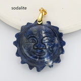 Gold Natural Gemstone Carved Sun Face Pendant WX2210