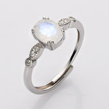 S925 Sterling Silver Oval Faceted Gemstone CZ Ring, Healing Crystal Fashion Jewelry SS207RS