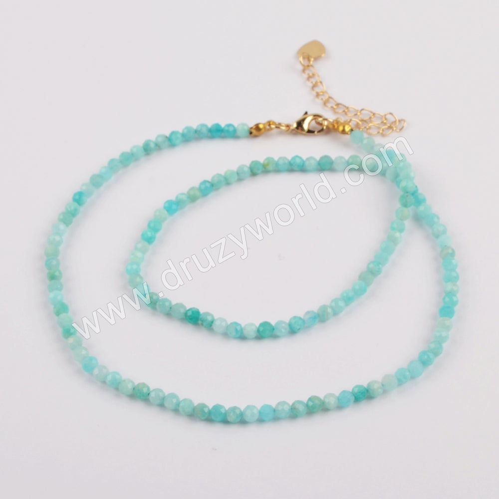 Amazonite necklace 18K gold  jewelry for women
