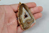 Natural Color Onyx Agate Slice Pendant, Gemstone Slice Pendant Bead G0092