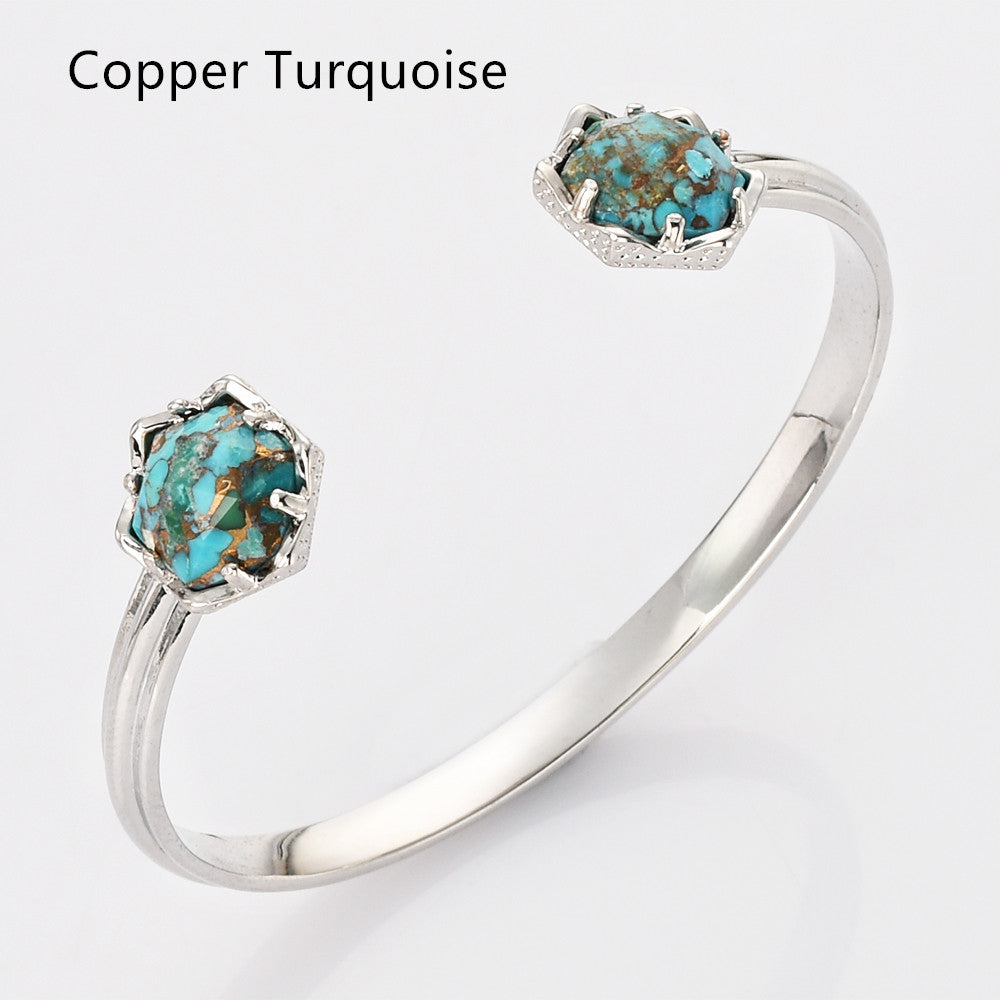 silver copper turquoise bracelet