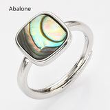 Adjustable Silver Square Gemstone Ring, Faceted, Healing Crystal Stone Ring Jewelry WX2209