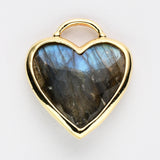 Wholesale Gold Plated Heart Natural Gemstone Pendant, Faceted Crystal Quartz Pendant WX2179