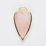 Wholesale Gold Plated Gemstone Long Heart Pendant, Faceted Crystal Stone Pendant WX2180