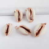 Silver Plated Natural Cowrie Shell Pendant Bead G1522