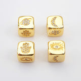 CZ Micro Pave Pattern Beads For Jewelry Making Gold Plated WX1338