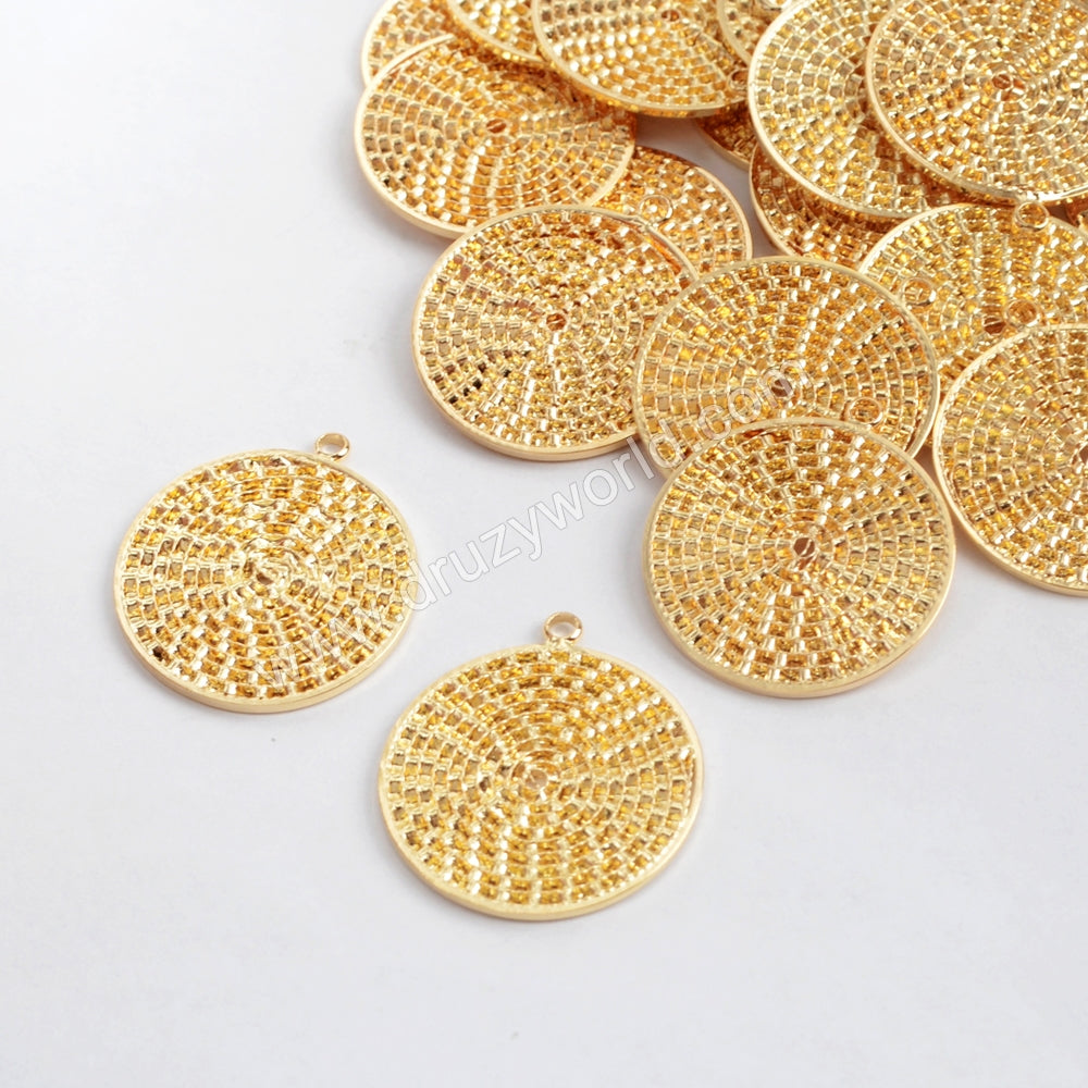 Gold Plated Carved Coin Charm PJ100