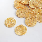 Gold Plated Carved Coin Charm PJ100