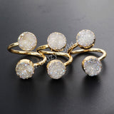 Round Double Titanium AB Druzy Ring Gold Plated, Adjustable, Crystal Jewelry Ring G1155