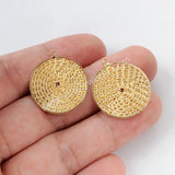 Gold Plated Carved Coin Charm PJ100