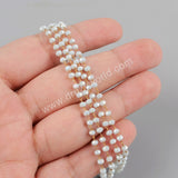 5m/lot,3mm Light Blue Glass Beads Chains  JT175