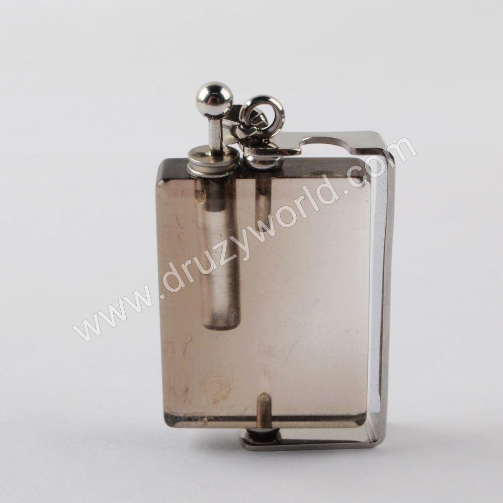 Natural Multi-kind Stones Perfume Bottle Pendant Silver Plated WX1301