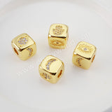 CZ Micro Pave Pattern Beads For Jewelry Making Gold Plated WX1338