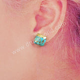 Square Natural Copper Turquoise Stud Earrings Gold Plated G1723