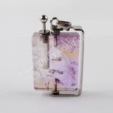 Natural Multi-kind Stones Perfume Bottle Pendant Silver Plated WX1301