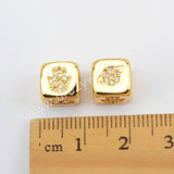 CZ Micro Pave Pattern Beads For Jewelry Making Gold Plated WX1338