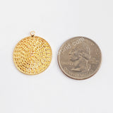 Gold Plated Carved Coin Charm PJ100