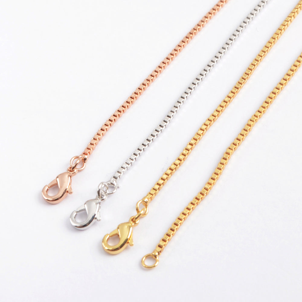 Gold Plated 2mm Thin Box Chain Necklace PJ268-G