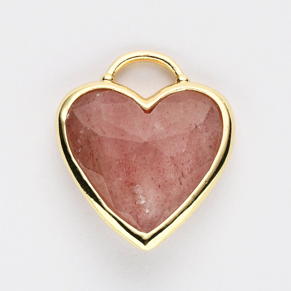 strawberry quartz heart pendant