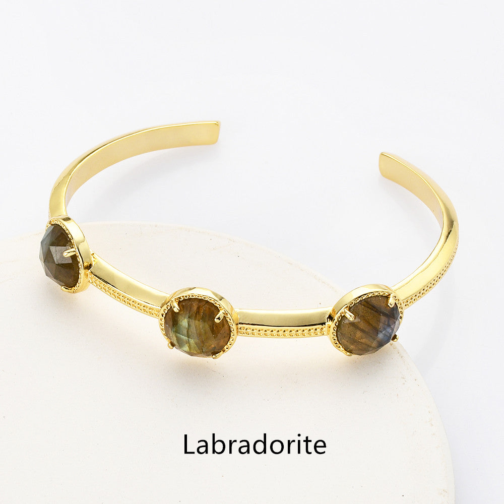 labradorite bracelet, 3 stone bracelet