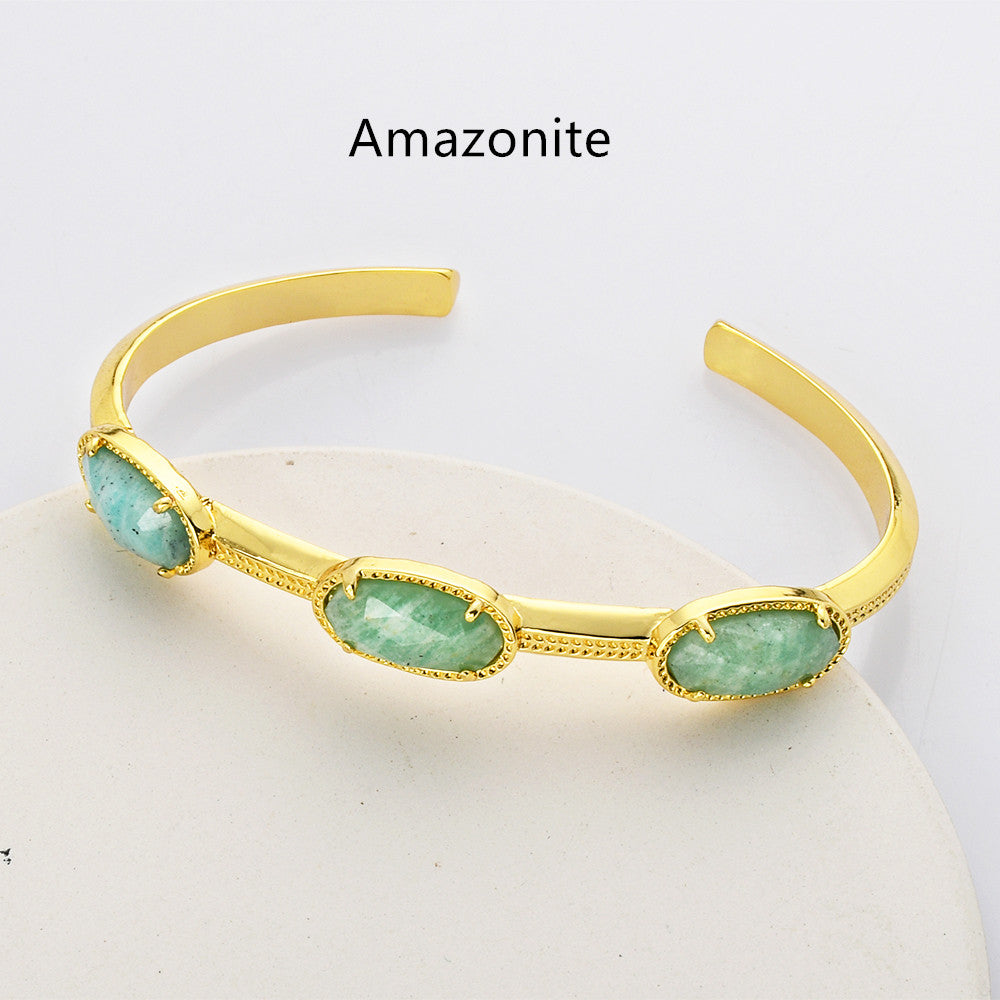 gold amazonite cuff bracelet