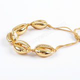 Bohemian Gold Cowrie Shell Bracelet, Handmade Beach Shell Jewelry HD0002