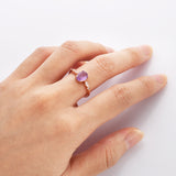 S925 Sterling Silver - Rose Gold Oval Faceted Gemstone CZ Ring, Healing Crystal Jewelry SS207RR