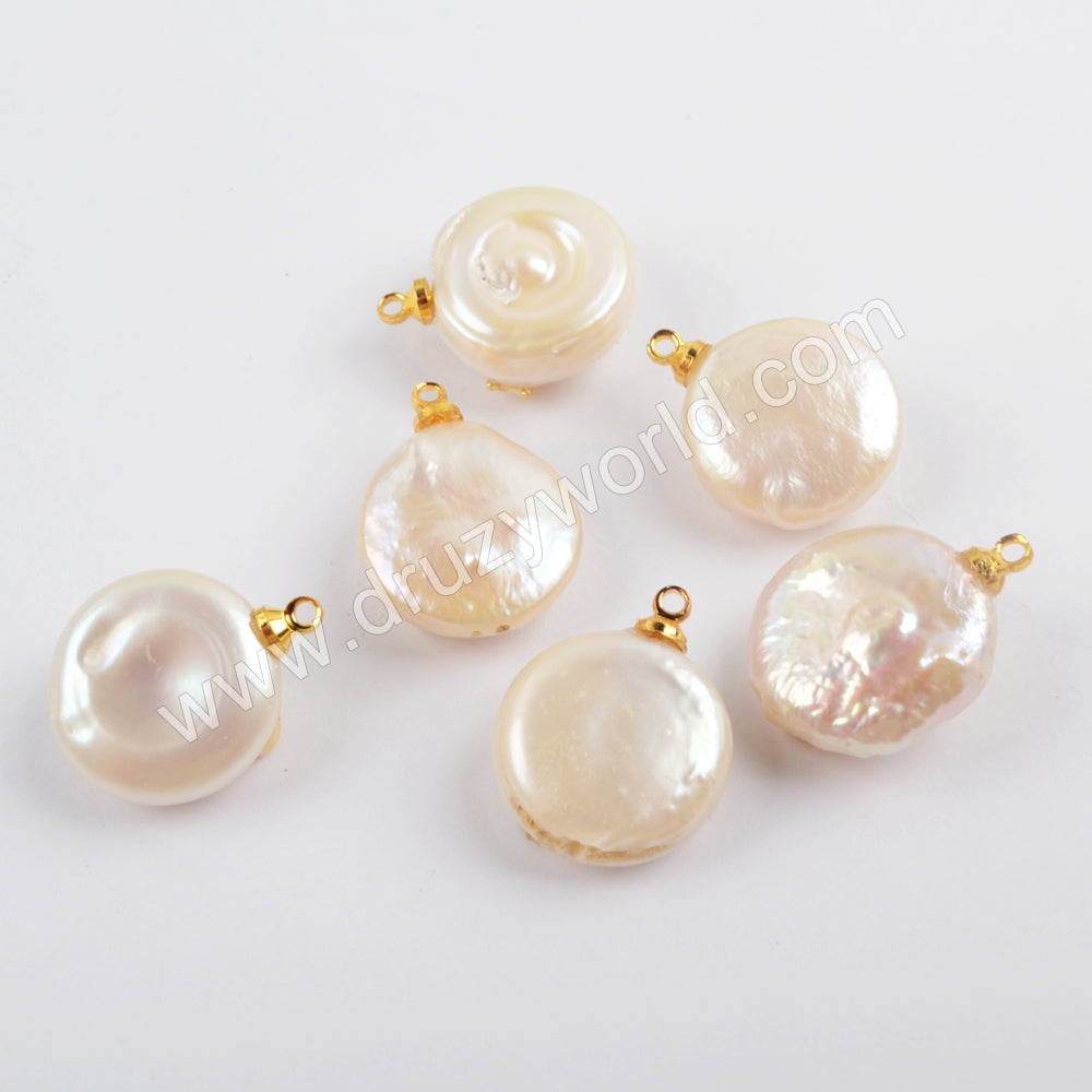 Gold Plated Natural Pearl With Multi CZ Charm G1887