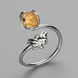 Silver Claw Lotus Raw Gemstone Ring, Adjustable, Healing Crystal Stone Jewelry, Birthstone Ring ZS0488