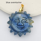 Gold Natural Gemstone Carved Sun Face Pendant WX2210