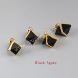 Gold Plated Pyramid Point Multi-Kind Stones Faceted Pendant Bead G1004