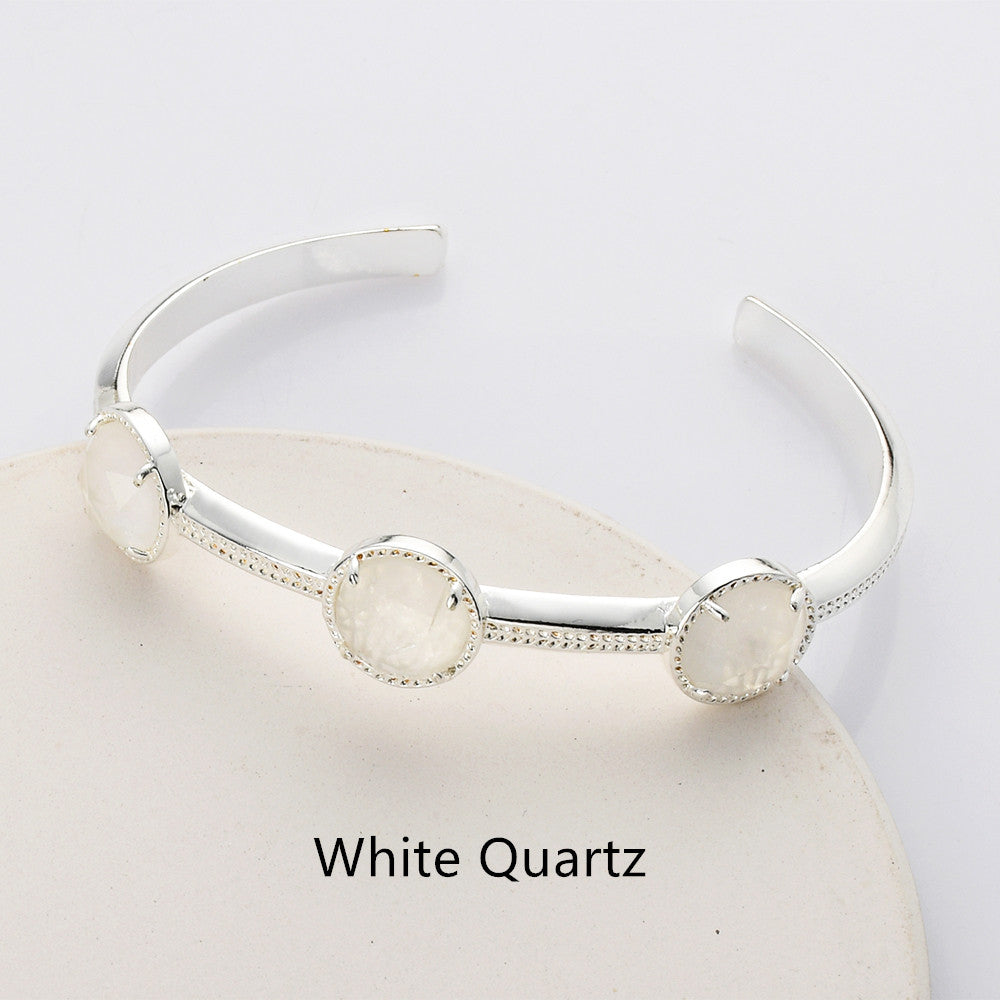 white quartz bracelet, clear quartz bracelet,  gemstone bracelet