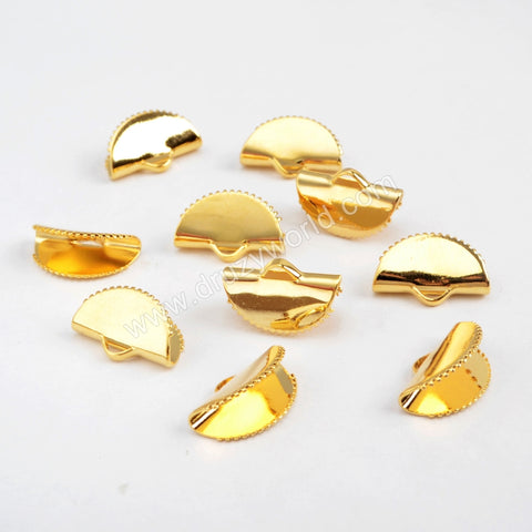 Gold Plated Half Round Claw Clip Flat Charm PJ101