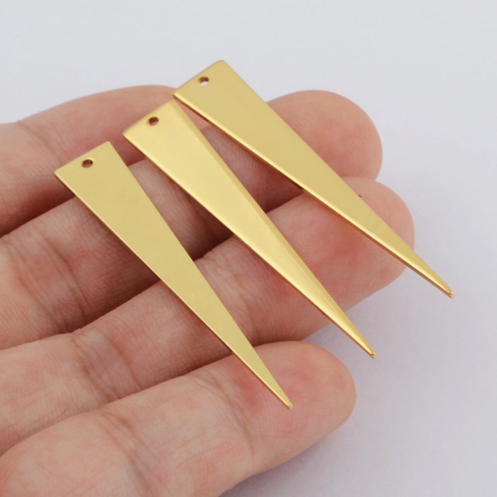 Long Triangle Gold Plated Slice Charm Making Jewelry Supply PJ309