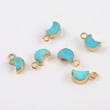 Crescent Moon Gold Plated Blue Turquoise Charm G1511