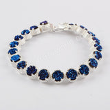 Silver Plated Claw Multi Titanium Rainbow Druzy Tennis Bracelets ZS0353