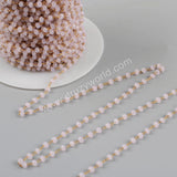 5m/lot,3mm PINK Glass Beads Chains  JT177