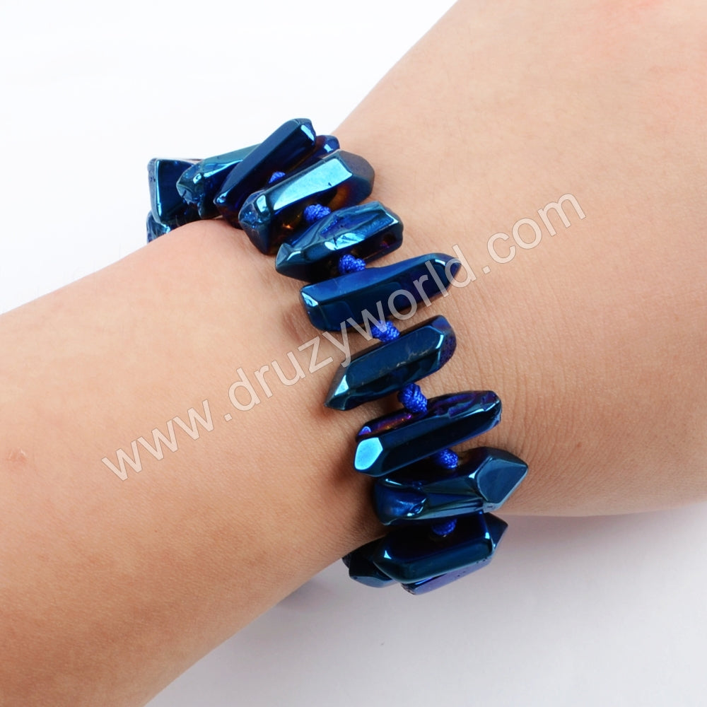 Blue Crystal Cluster Adjustable Bracelet WX1147