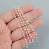 5m/lot,3mm PINK Glass Beads Chains  JT177