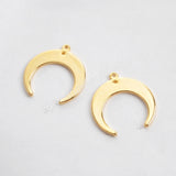 Gold Plated Brass Moon Charm With Hole PJ102