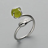 Silver Plated Claw Wing & Raw Crystal Ring, Adjustable, Gemstone Ring, Birthstone Ring, Healing Jewelry ZS0489