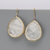 Teardrop Natural Gemstone Gold Plated Earrings, Faceted Crystal Stone Jewelry Earrings WX2148