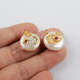 Gold Plated Natural Pearl With Multi CZ Charm G1887