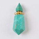 Fluorite Quartz Perfume Bottle Connector Gold Plated Jewelry G1942