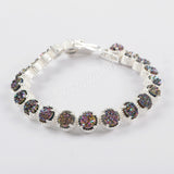 Silver Plated Claw Multi Titanium Rainbow Druzy Tennis Bracelets ZS0353